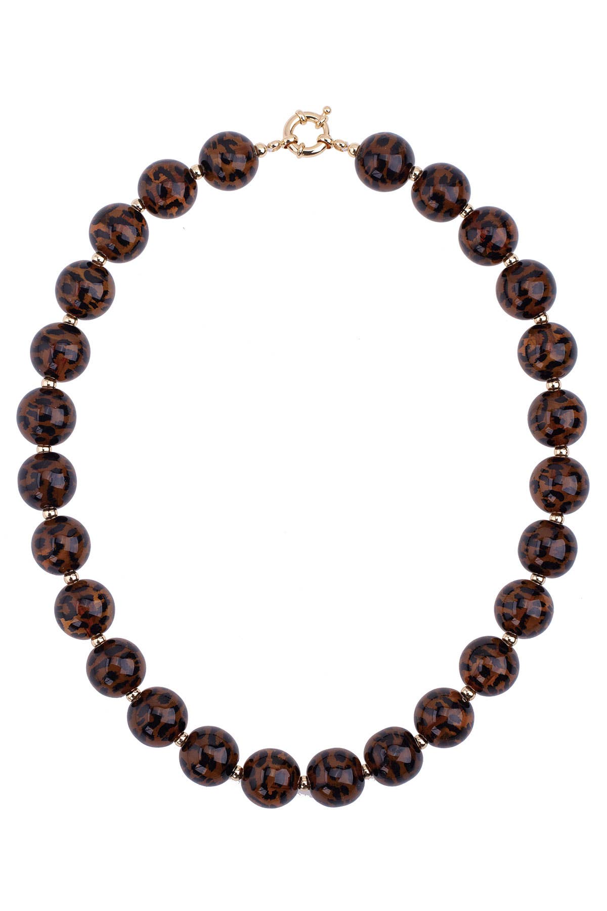 Jolene Beaded Resin Necklace in Tortoise