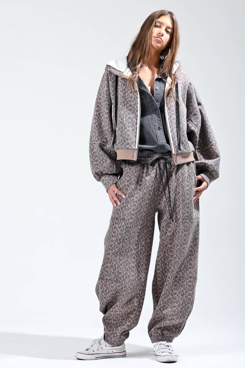 Brown and Black Animal Print Bottoms