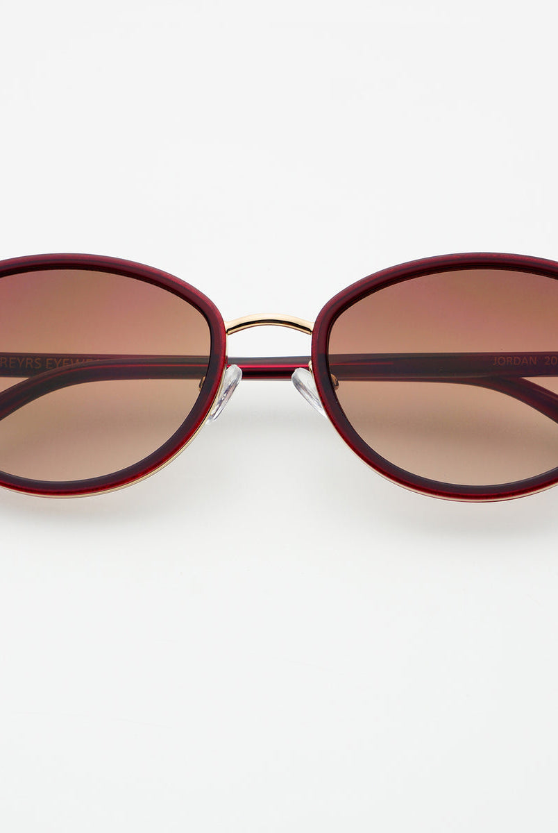 Jordan Oval Sunglasses in Burgundy