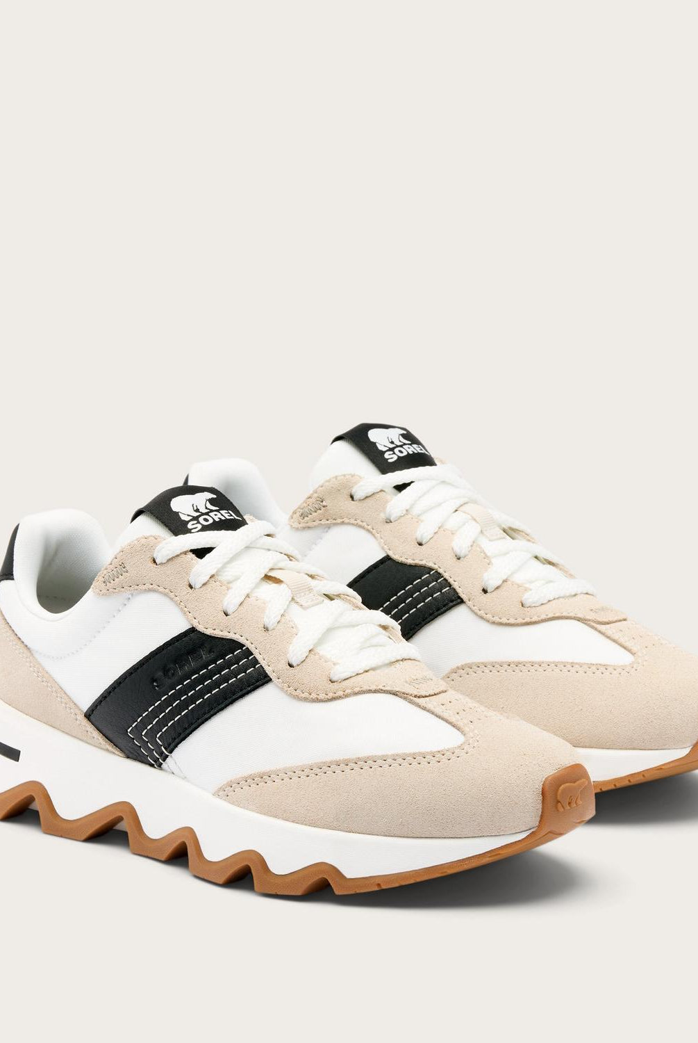 Sorel white, beige, black lace up sneakers