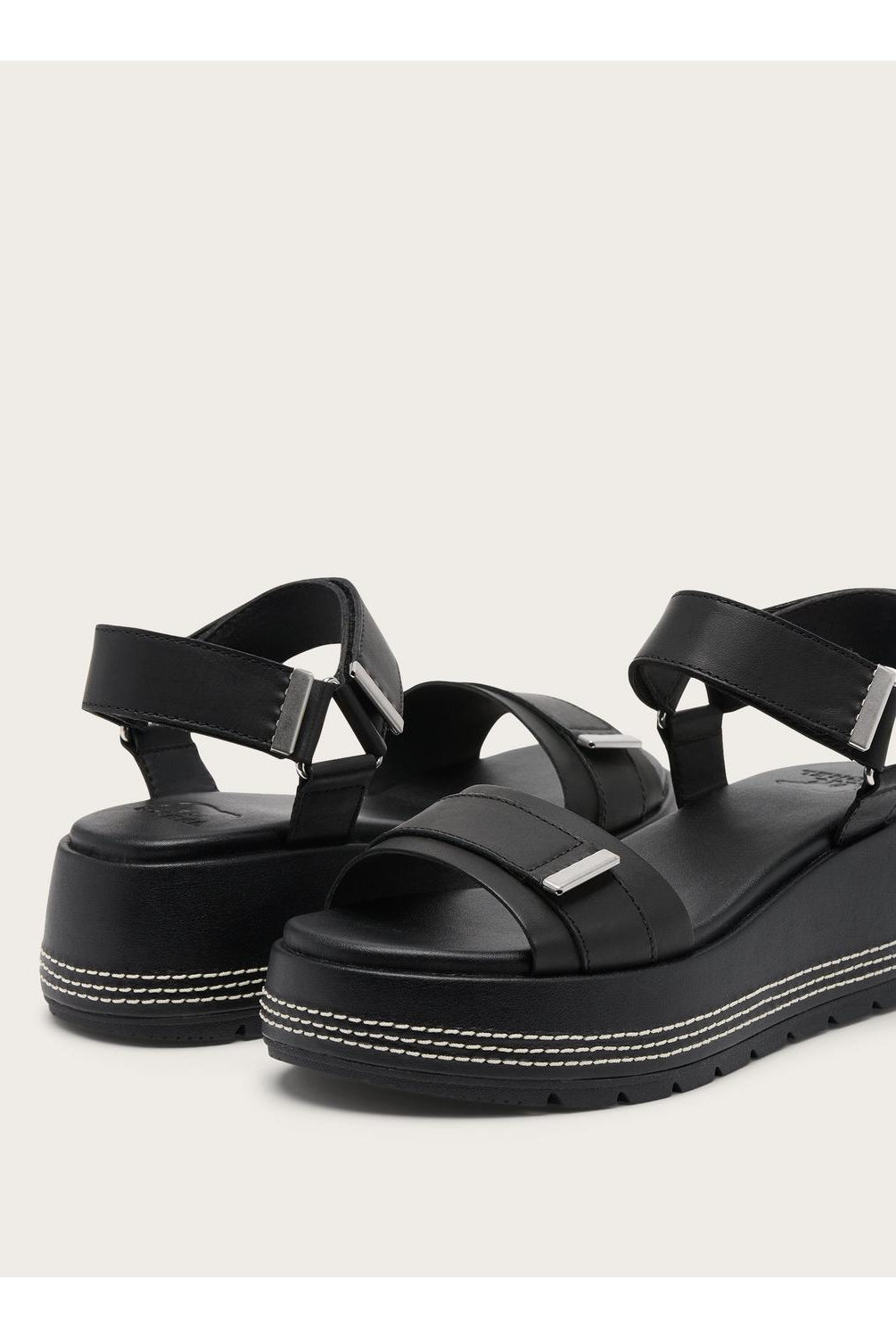 SOREL Black platform Y-Strap sandals