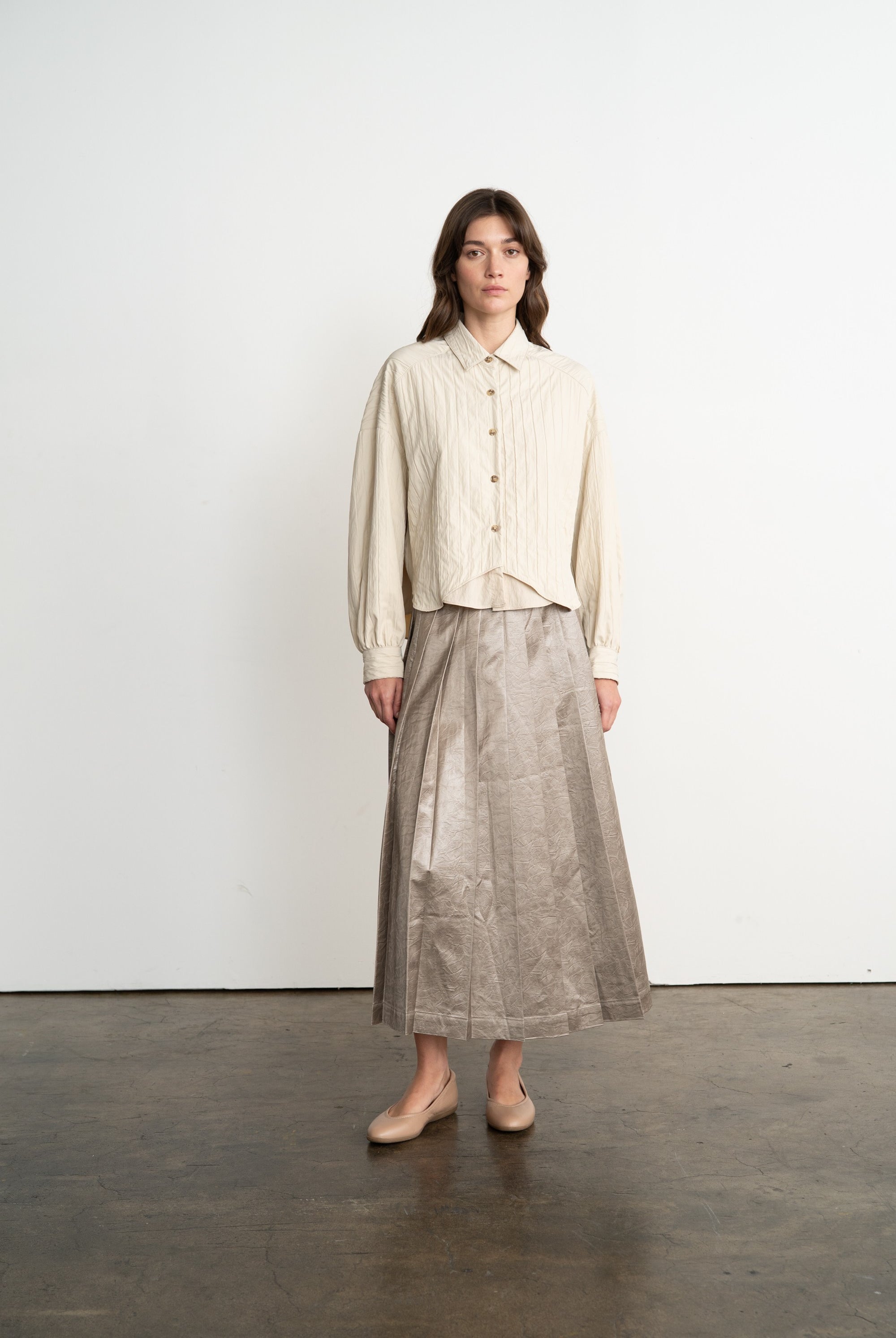 Button-Up, Structured Cream Blouse.