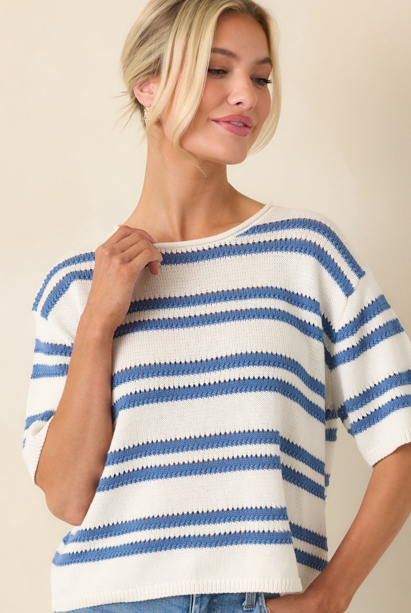Z SUPPLY Prado Stripe Sweater Tee in Lake Blue