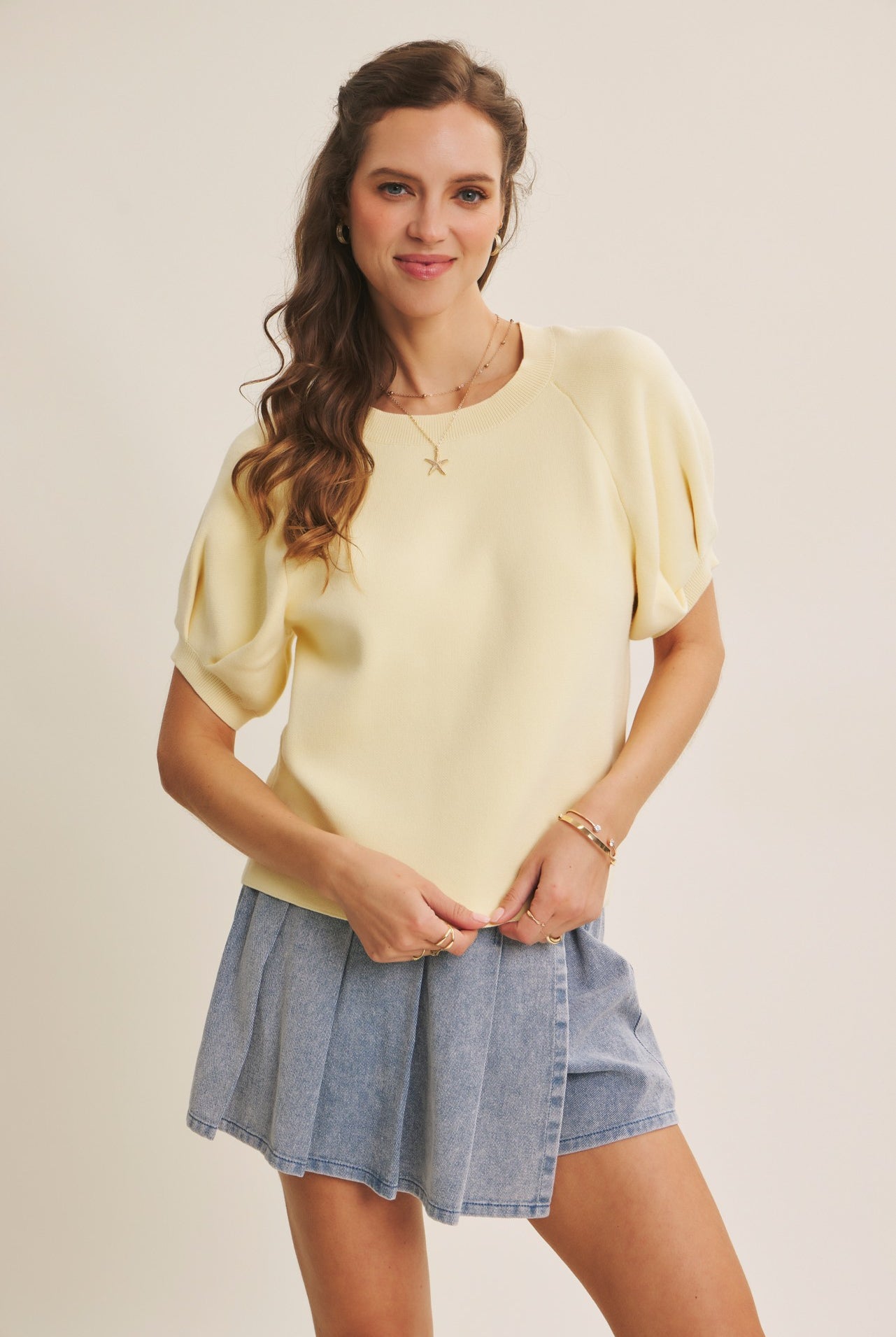 Short, Puff Sleeve Sweater