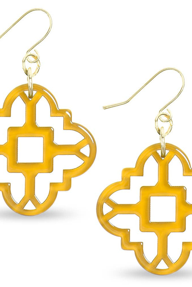 Zenzii Modern Resin Acrylic Mosaic Earrings in Honey