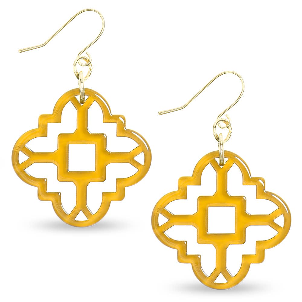 Zenzii Modern Resin Acrylic Mosaic Earrings in Honey