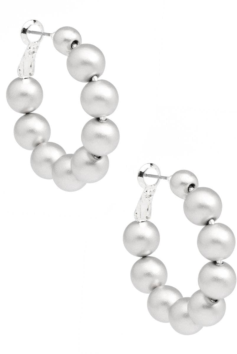 Zenzii Gold Resin Beaded Hoop Earring in Matte Silver