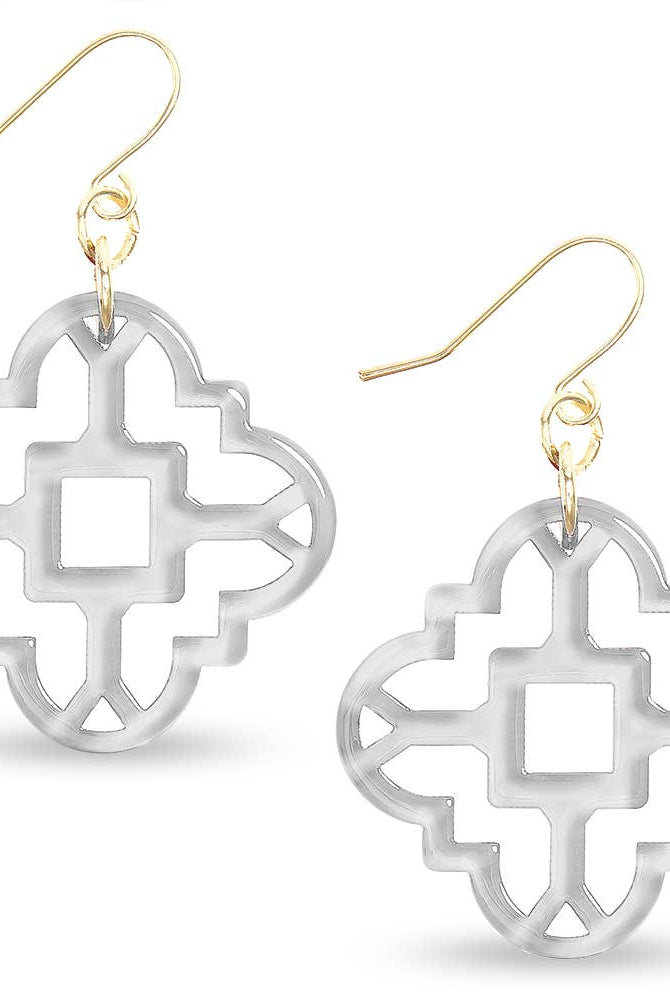 Zenzii Modern Resin Acrylic Mosaic Earrings in Gray
