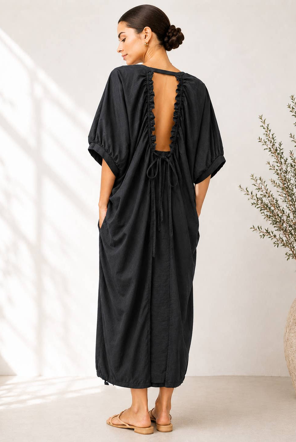 Solenne Cocoon Knit Dress in Black