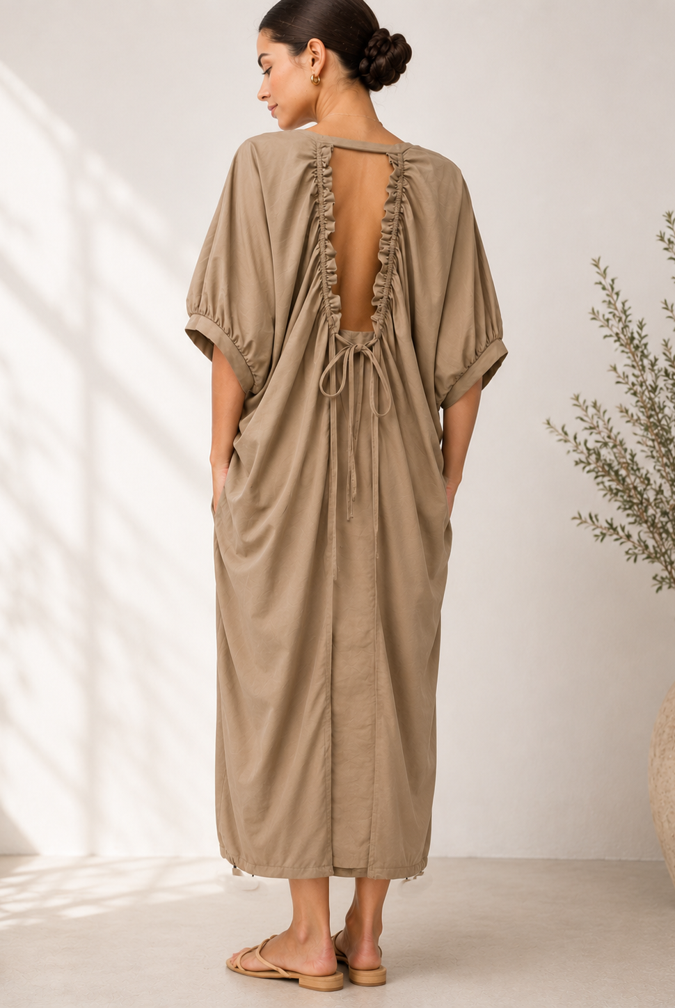 Solenne Cocoon Knit Dress in Taupe