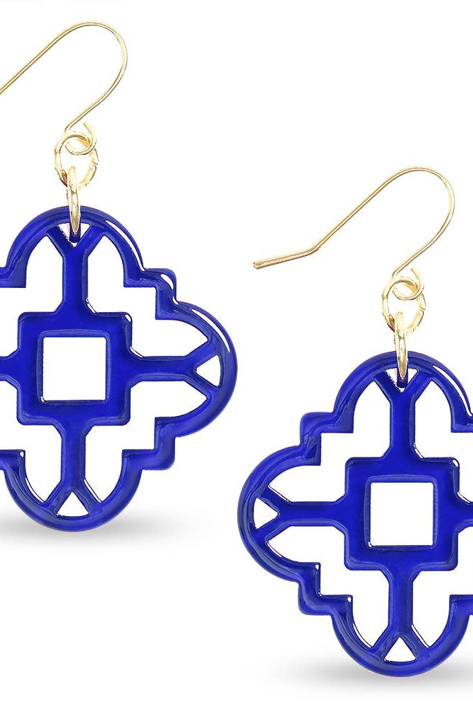 Zenzii Modern Resin Acrylic Mosaic Earrings in Cobalt