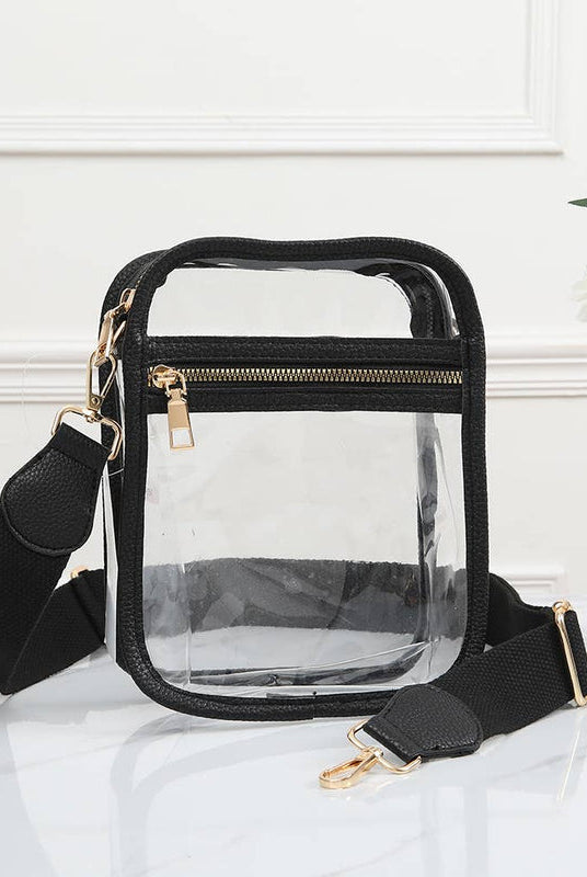 Game Day Stadium Square Clear Bags: Black