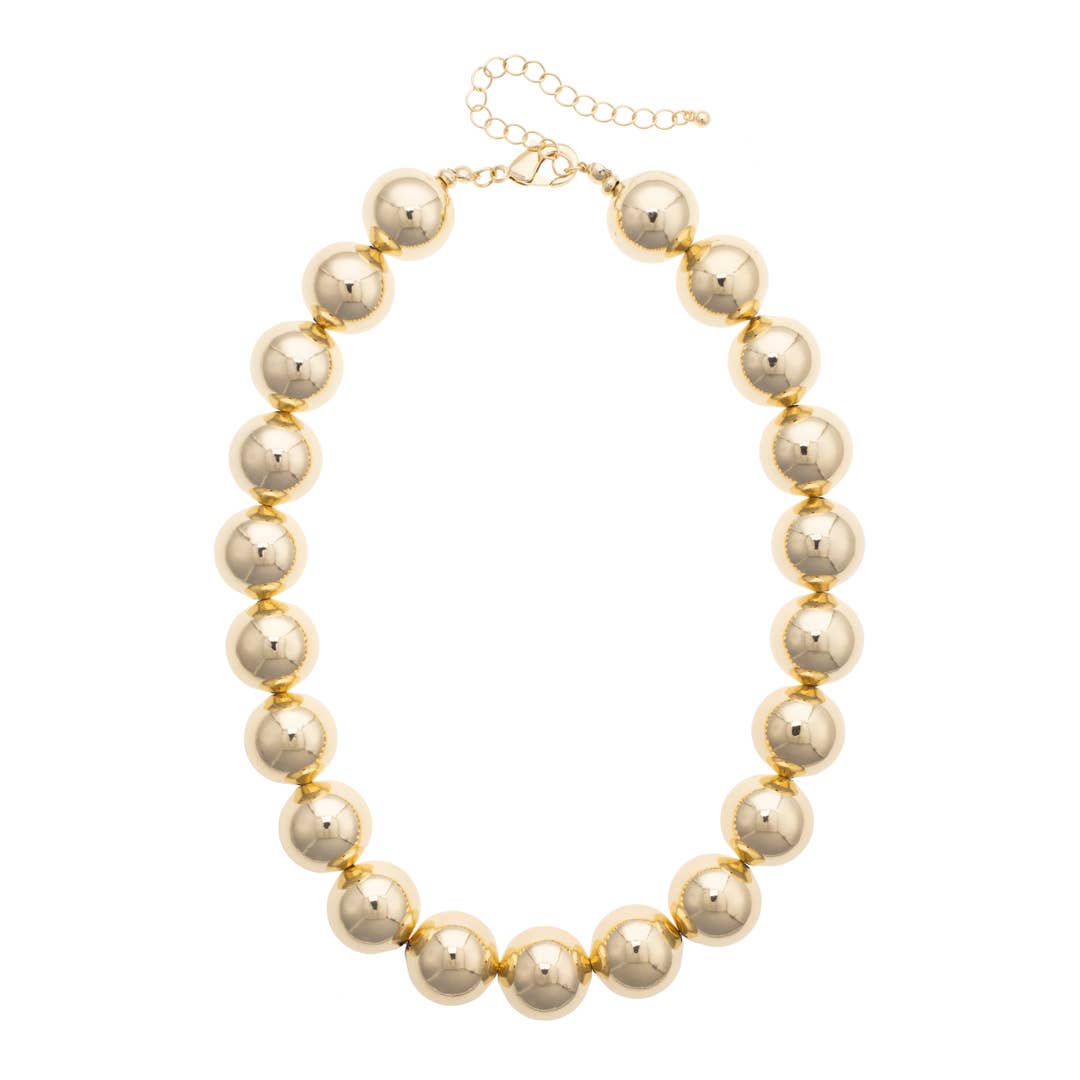 Marjorie Beaded Gumball Necklace in Shiny Gold