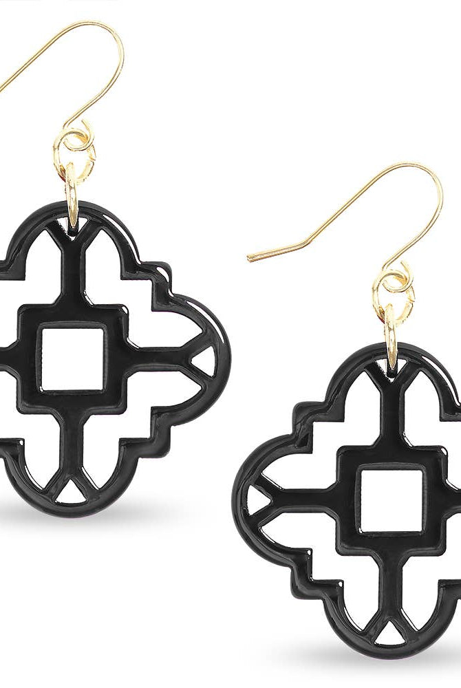 Zenzii Modern Resin Acrylic Mosaic Earrings in Black