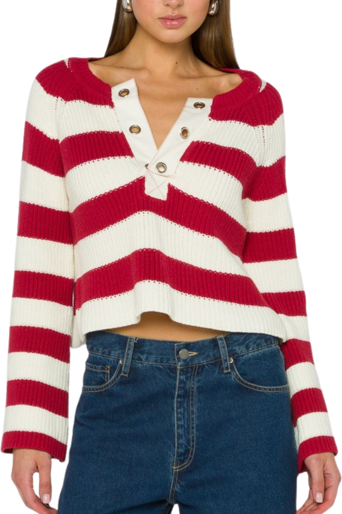Red and white striped sweater