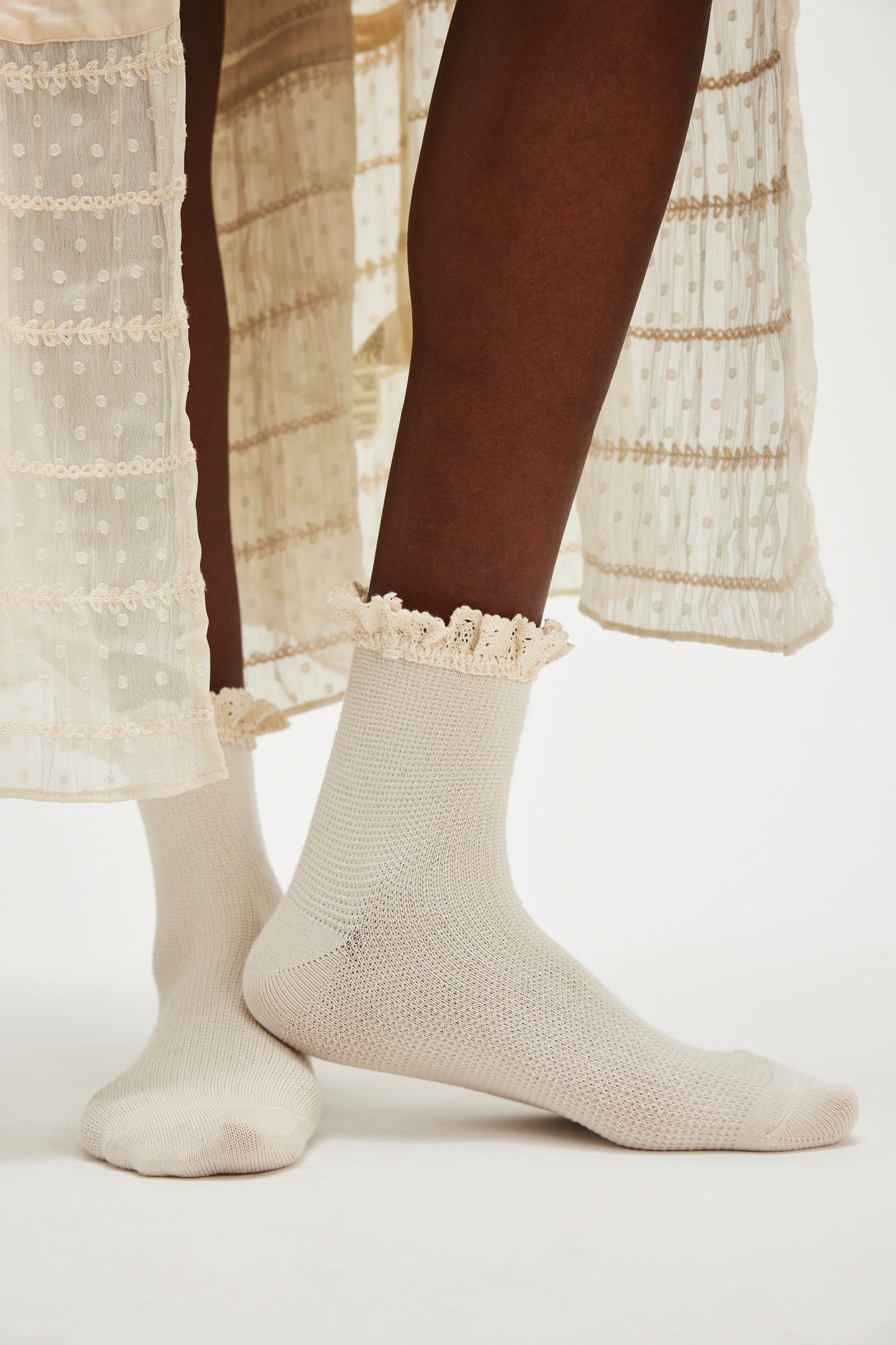 Free People Beloved Waffle Knit Ankle Sock - Ivory