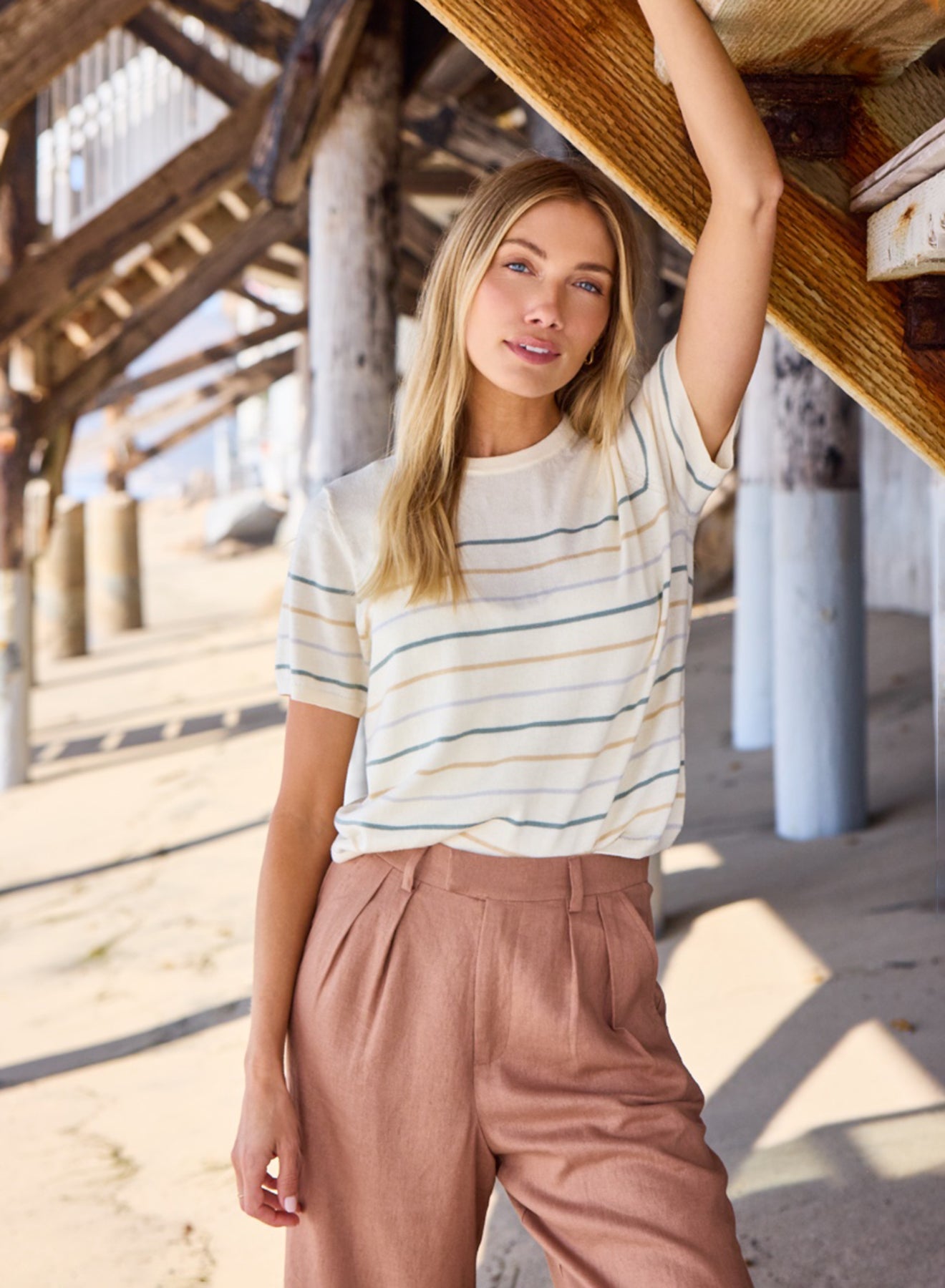 Palmer Striped Tee in Canvas Combo