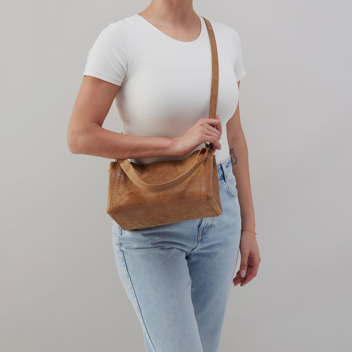HOBO Brown Buffed Leather Crossbody Bag