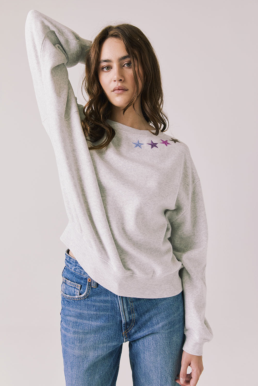 Light Grey Sweatshirt with small star pattern at the neckline