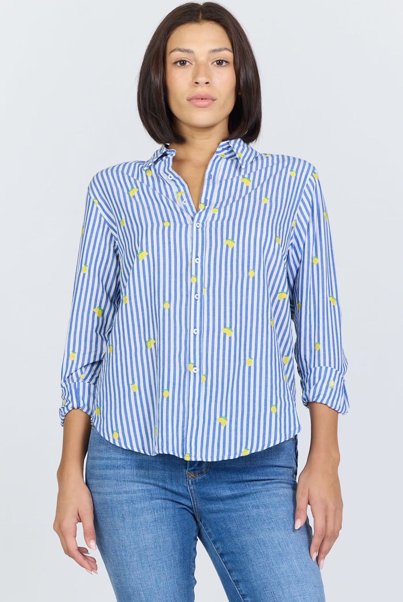 Dear John Lolita Button Up in Blue Lemon Embroidery
