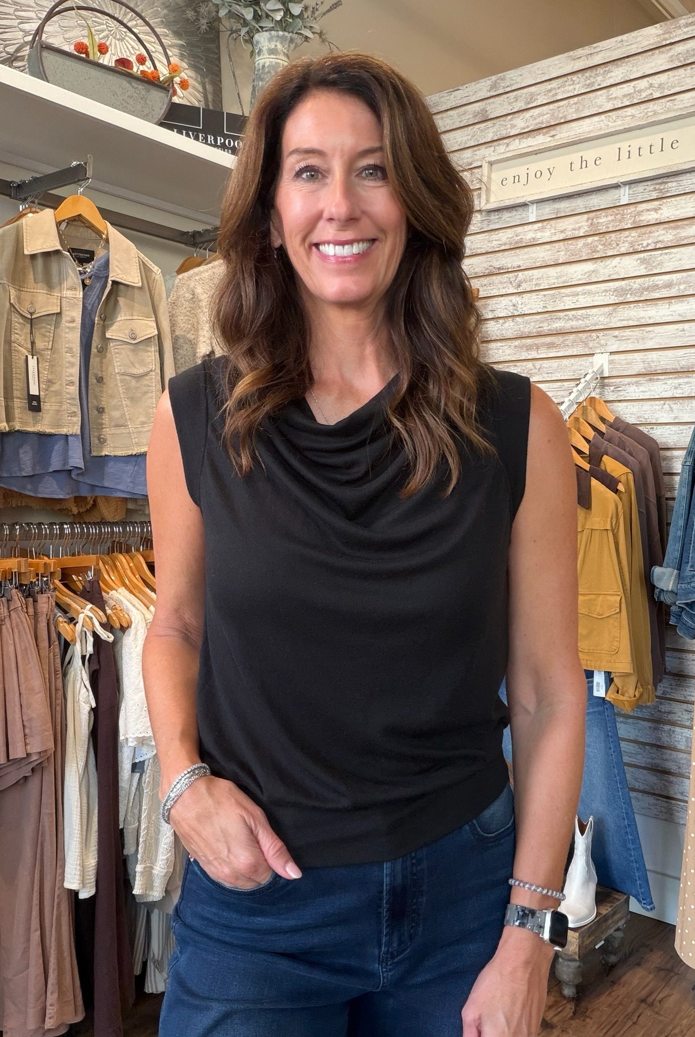 Black Cowl Neck Muscle Tank – Sleek Athletic Fit
