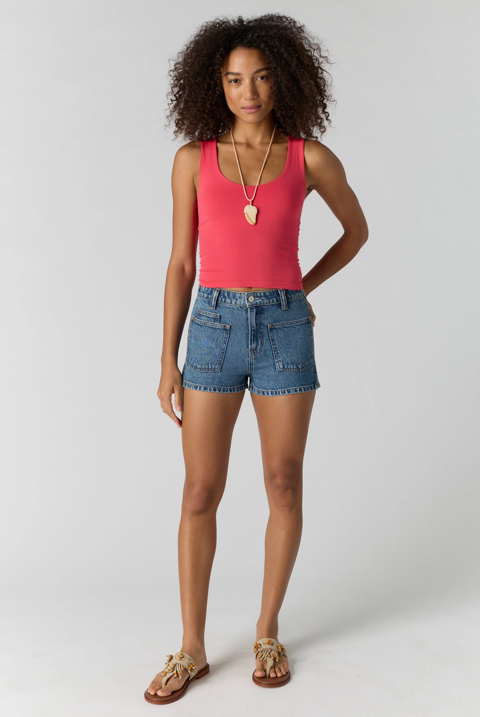 Free People Clean Lines Muscle Cami in Tart Berry