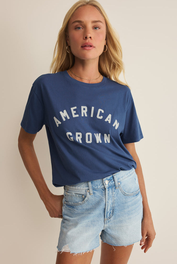 Z SUPPLY navy short sleeve graphic tee "American Grown"