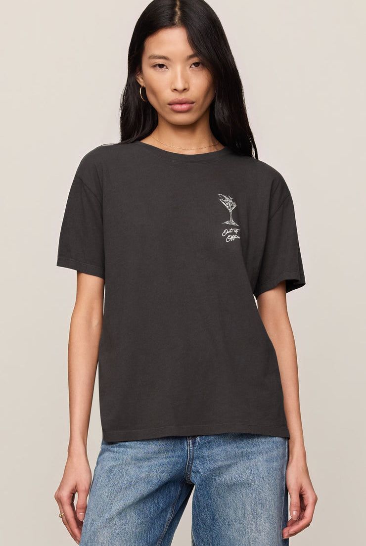 Z SUPPLY Martini Boyfriend Tee - Black Sand
