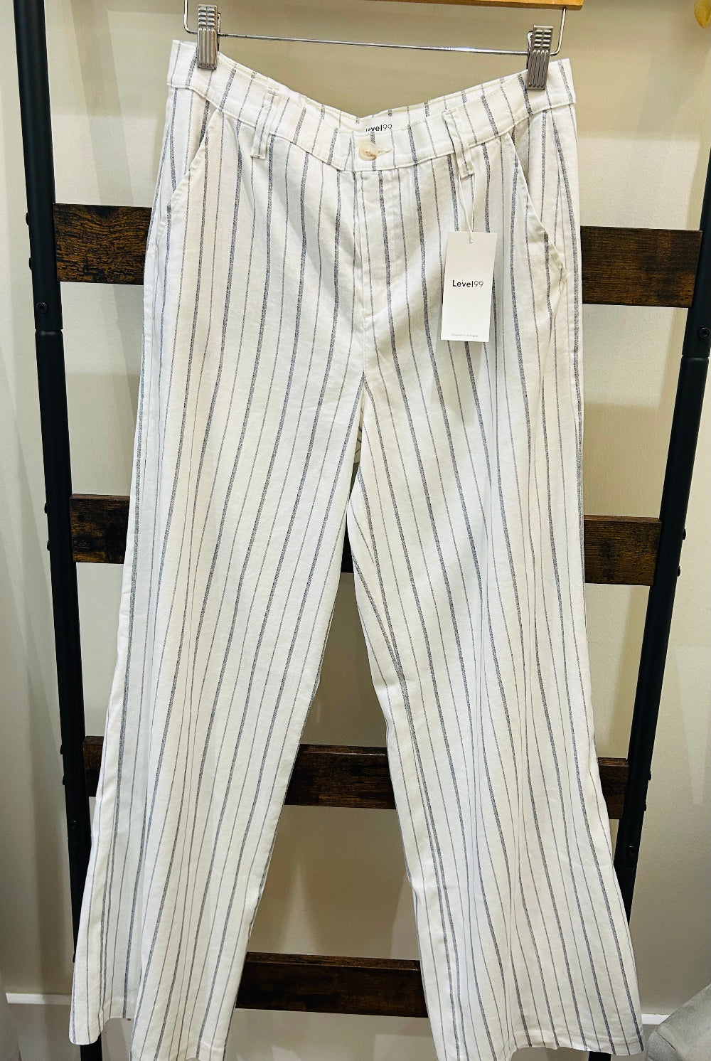 Level99 Tallulah Wide Leg Savoy Navy Stripe