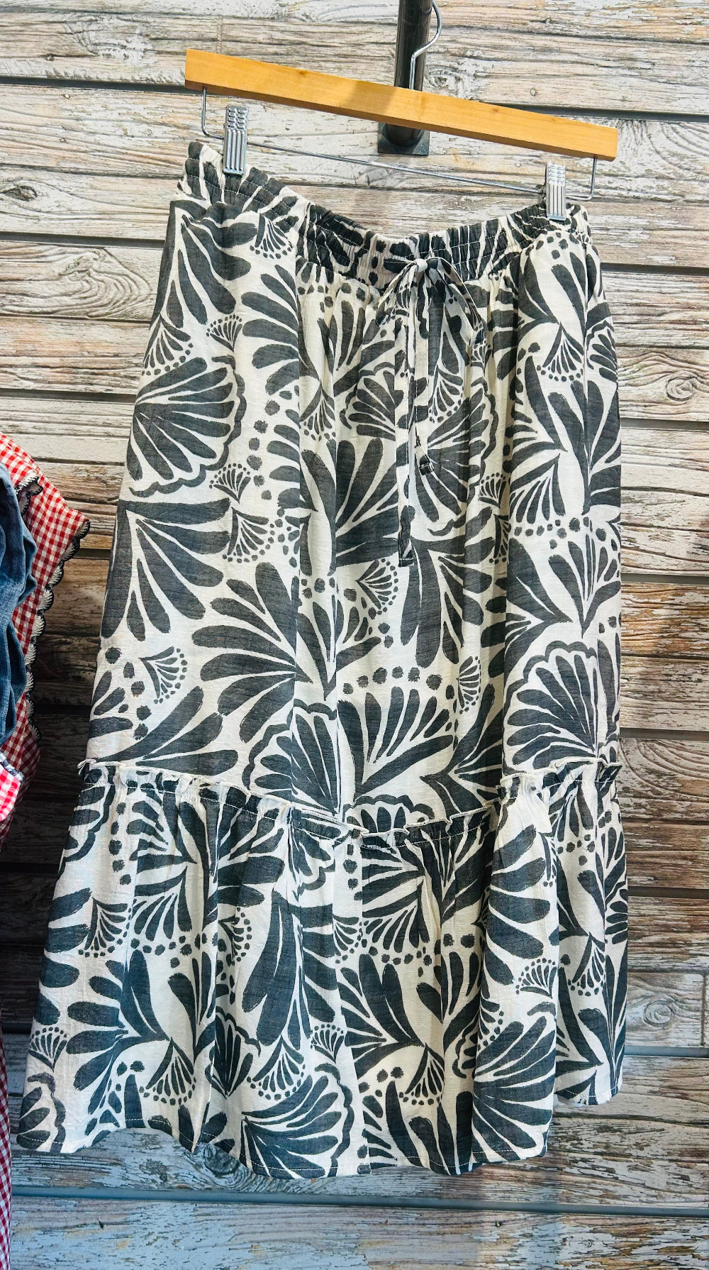 Tiered Short Tie-Waist Dress in Ecru/Black Beauty