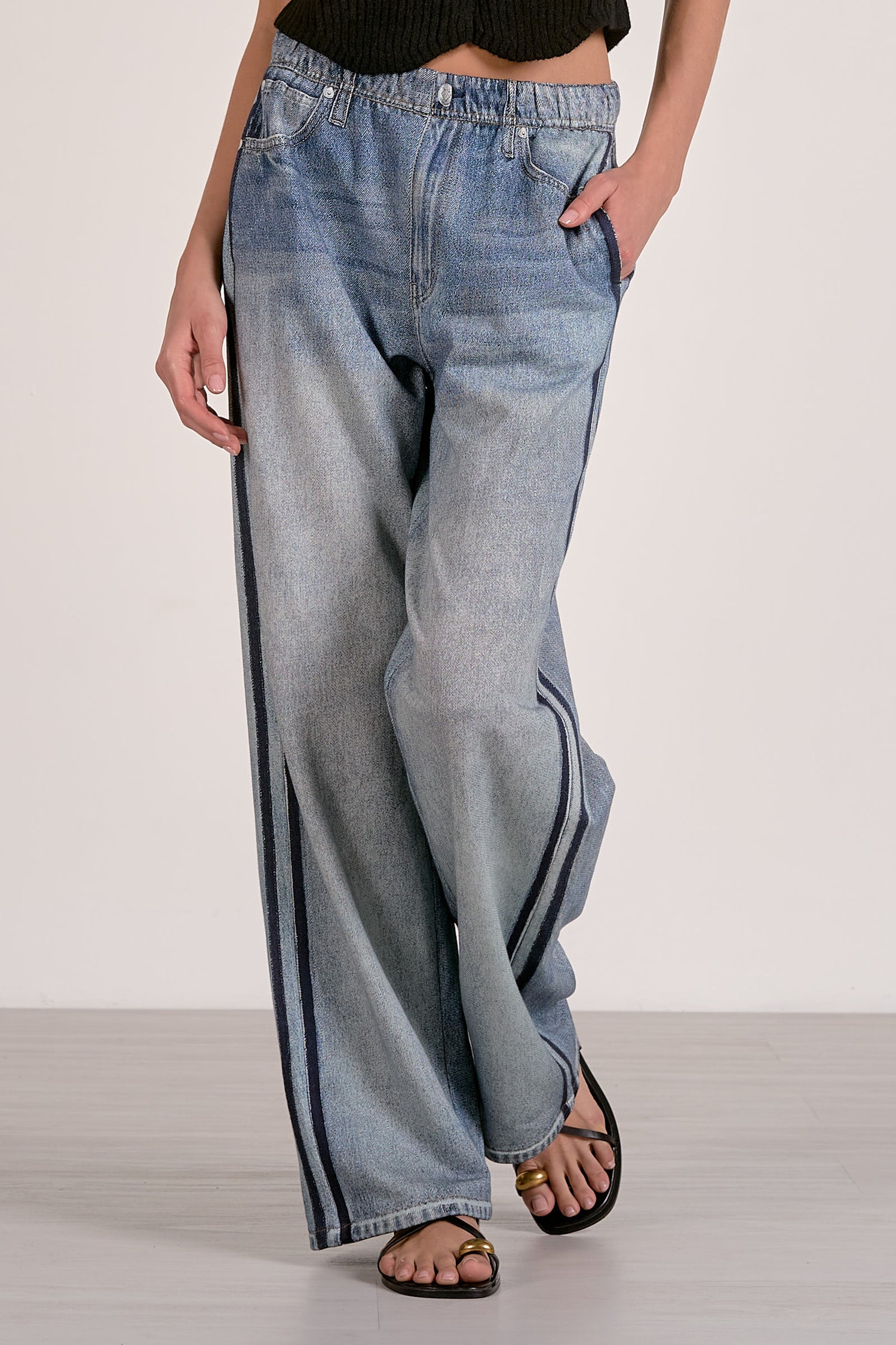 Elan Jo Jo Denim Track Sweatpants - Blue