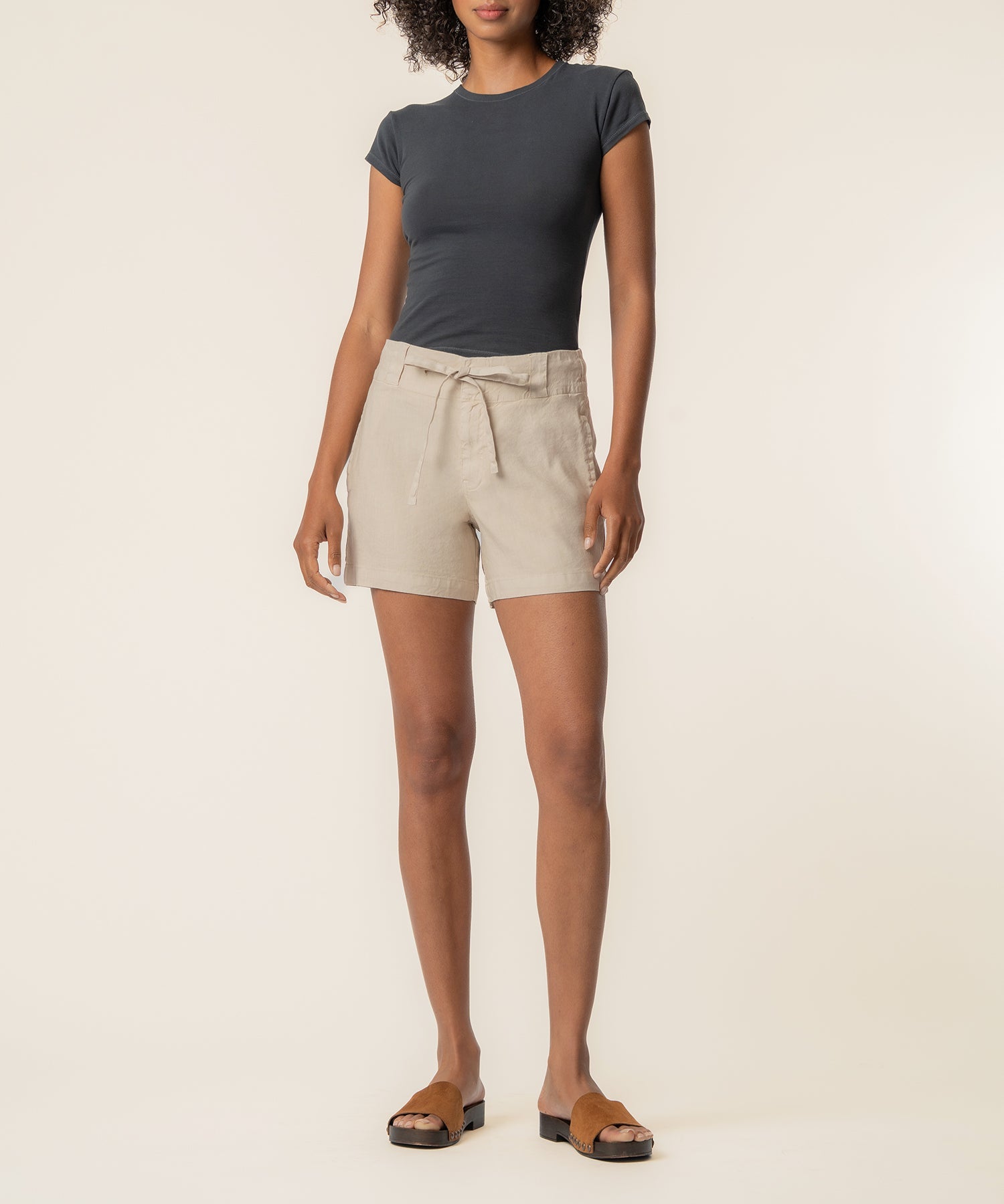 KUT from the Kloth Katie High Rise Short with Drawstring in Sand