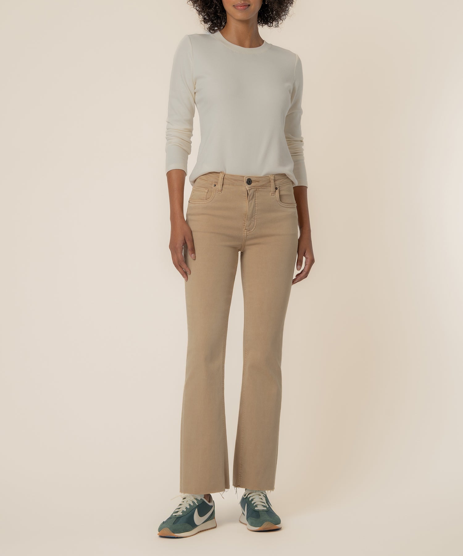 KUT Kelsey high rise fab ankle flare denim in Biscotti