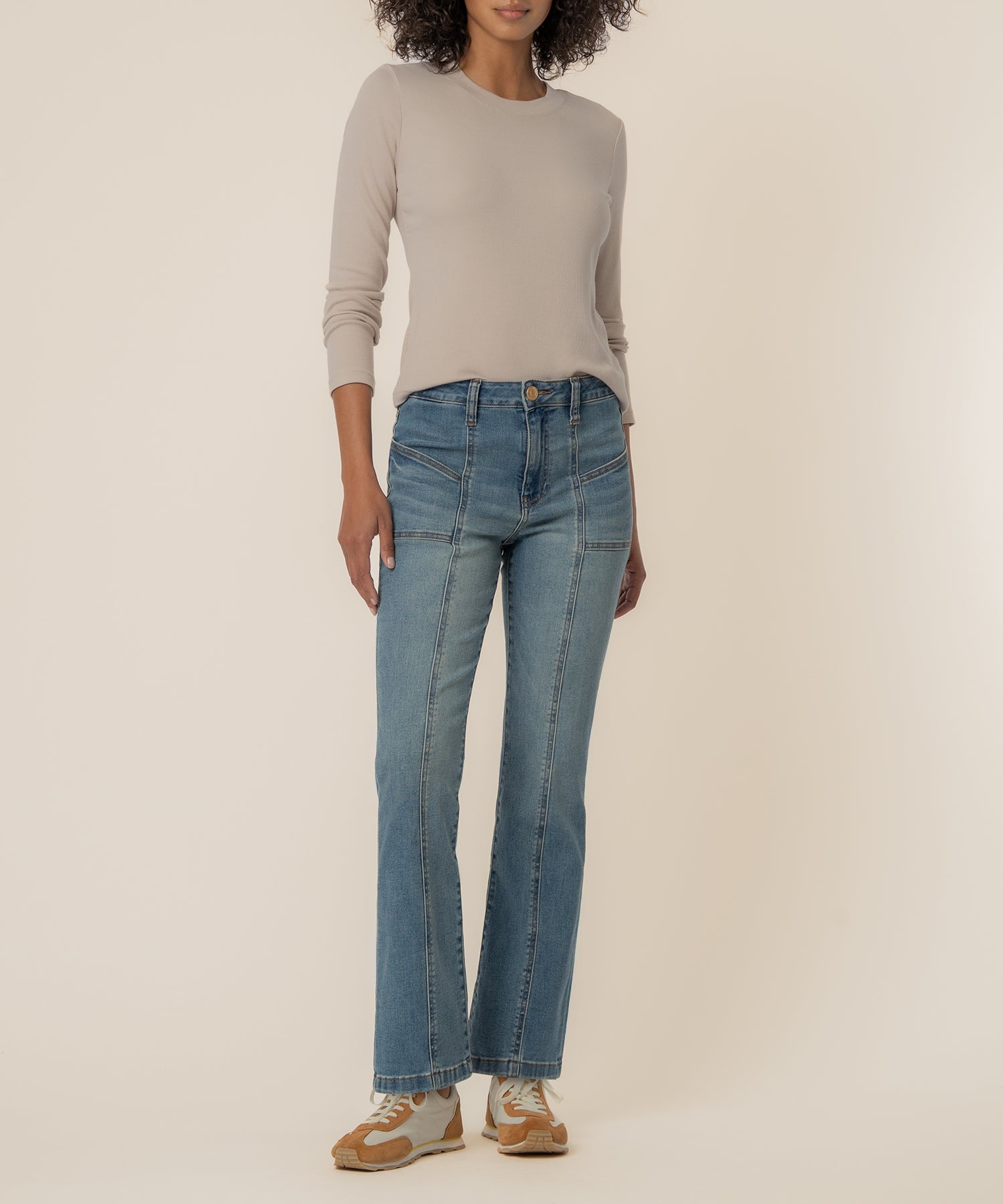 Blue Ankle Flare Denim with Side Pocket Detail