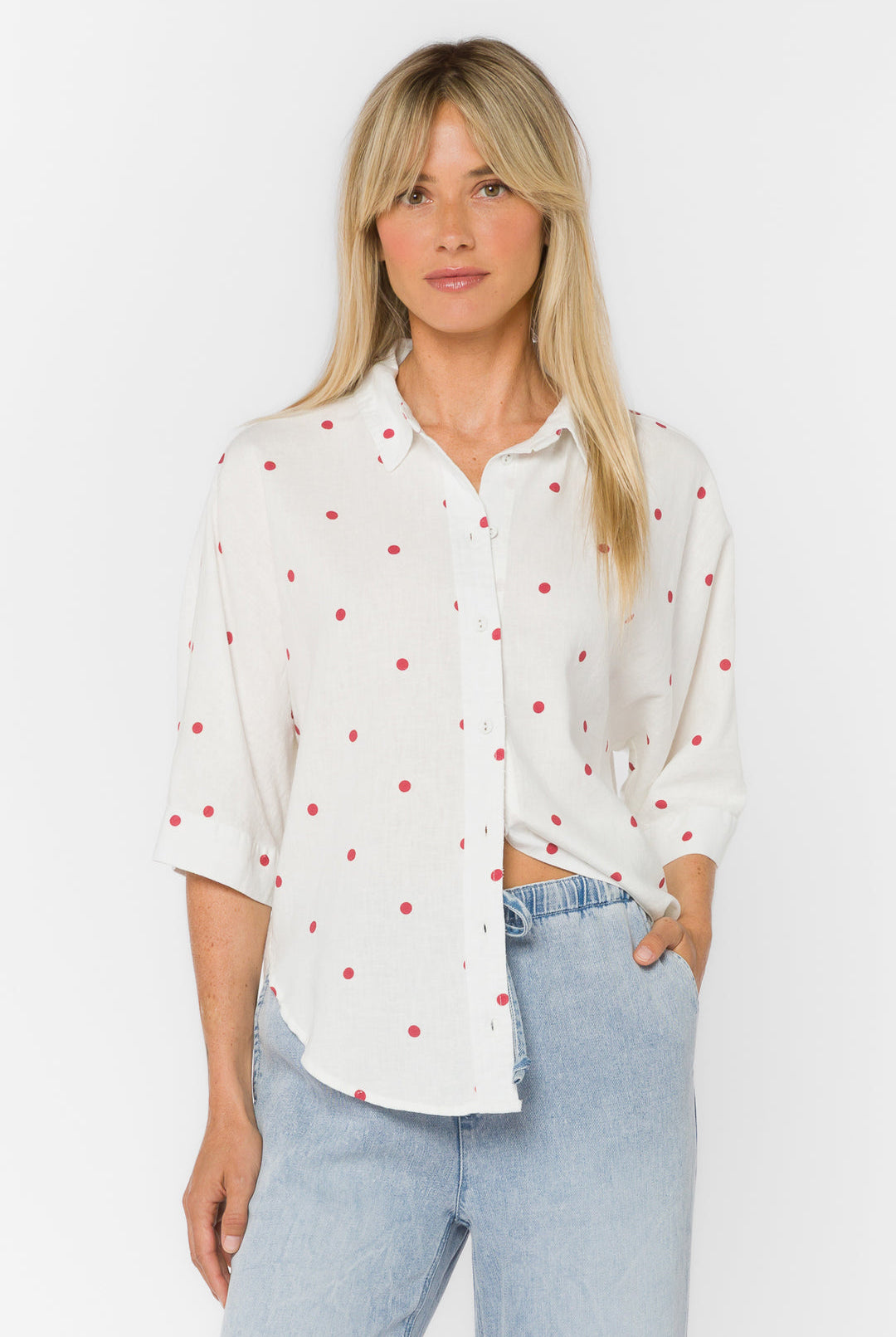 Velvet Heart Merle Linen Cardinal Dots Shirt