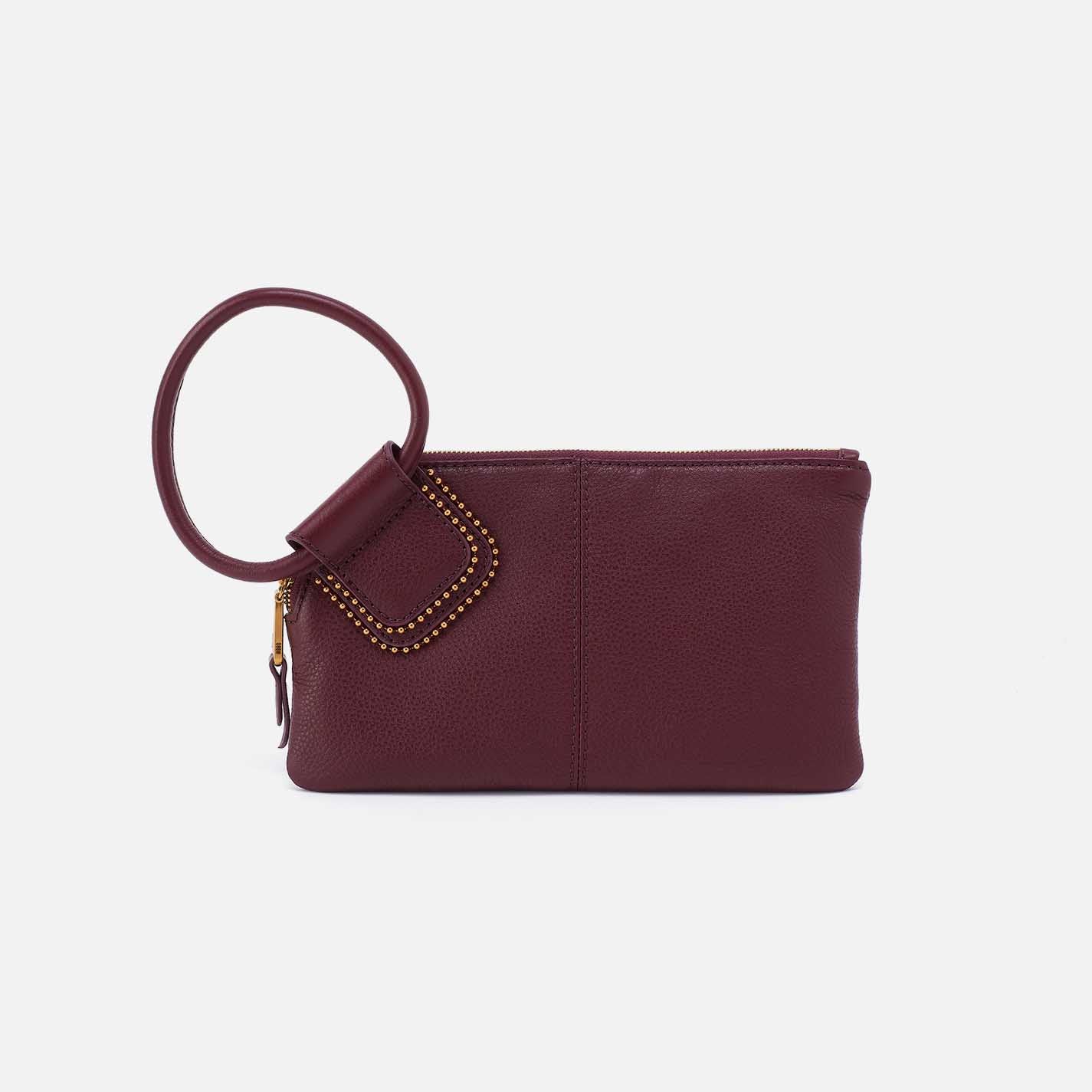HOBO maroon clutch bag with a ring handle
