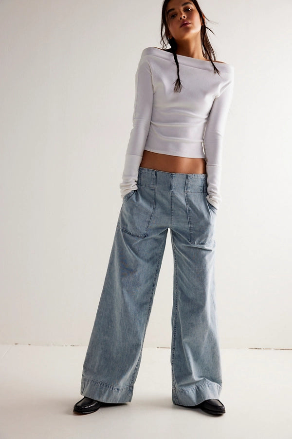 Free People Breezy Denim Pull On in Dusk