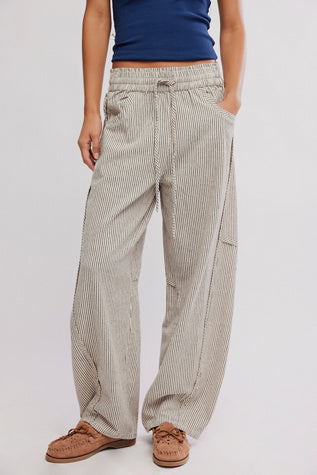 Free People Something Good Striped Wide-Leg Pant - Ivory Combo