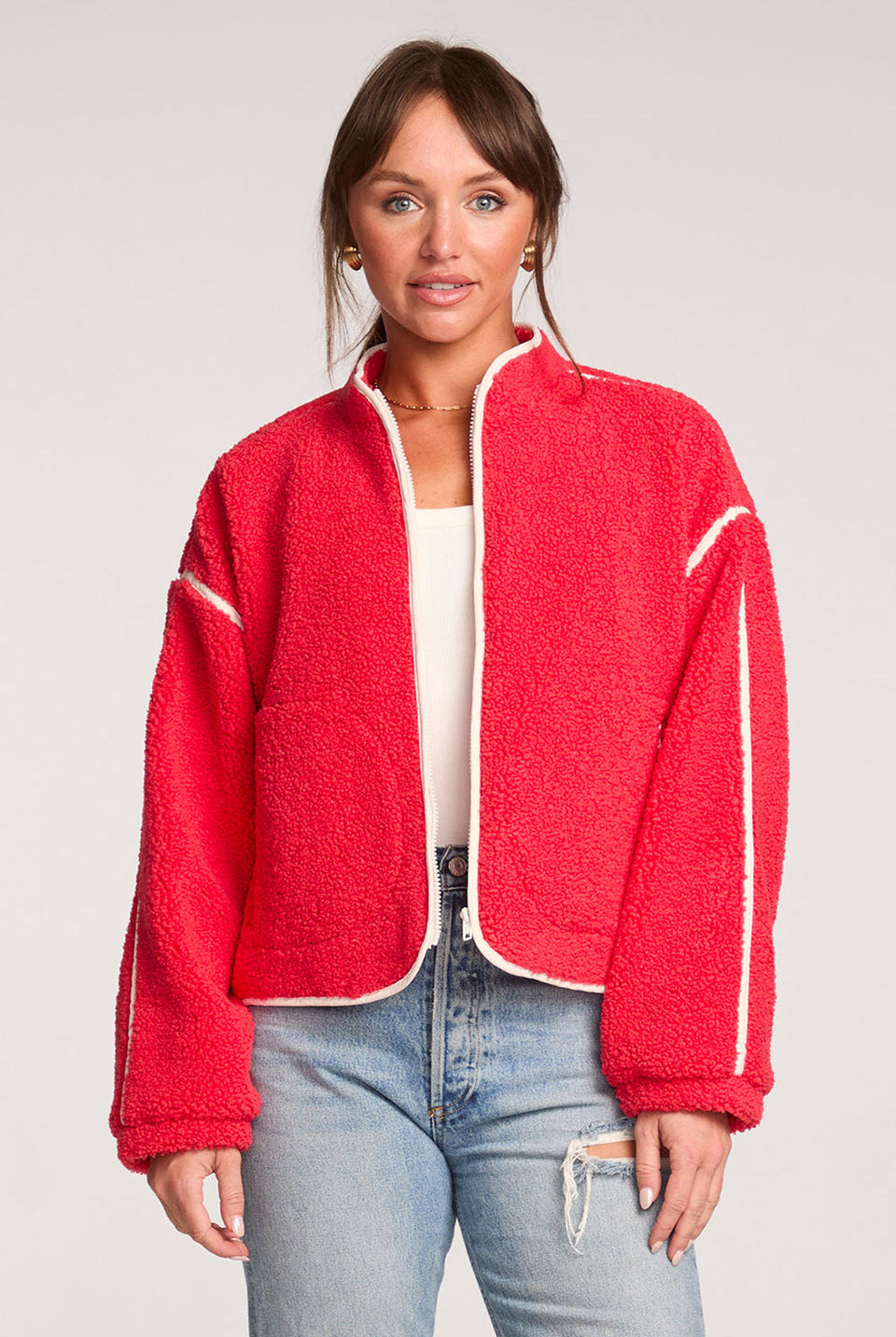 Red Jacket with white trim