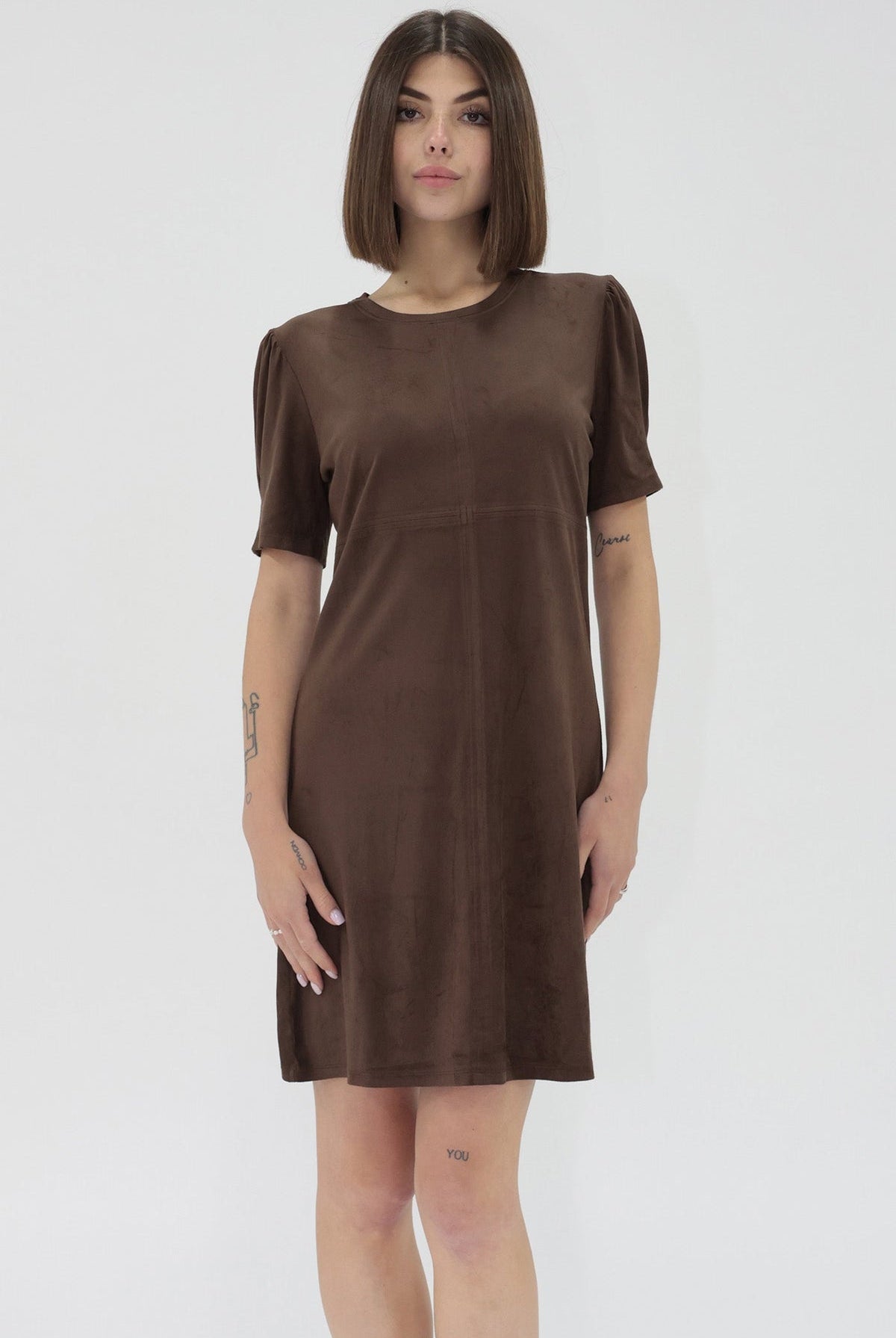 Short brown suede dress