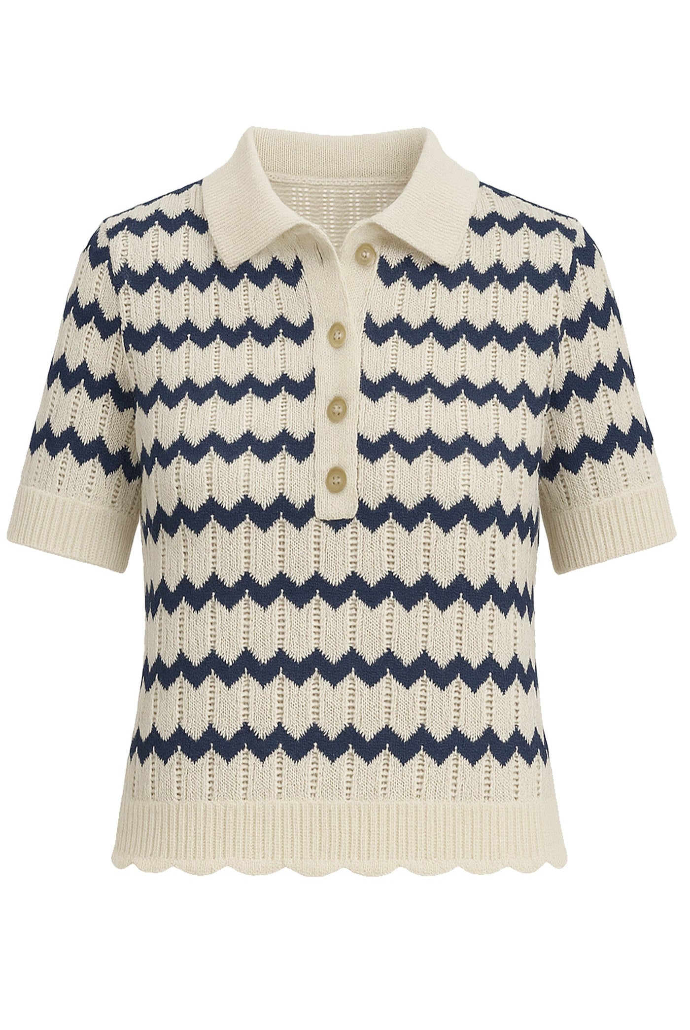 Another Love Knitted cardigan with blue and white zigzag pattern