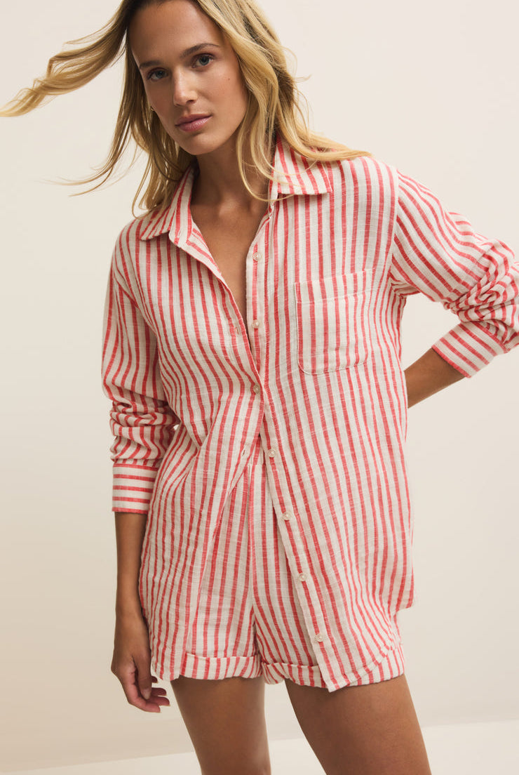 Z SUPPLY Red and White Striped Button Up shirt
