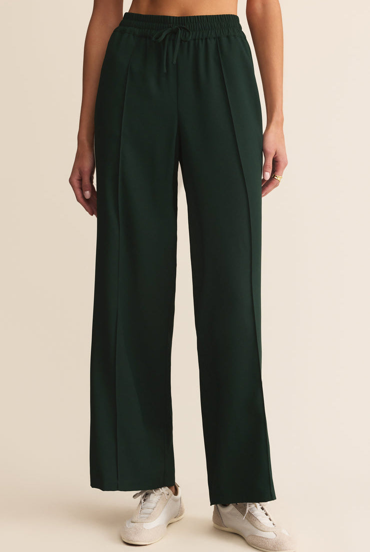 Women's Green Track Pant with White Stripes on the side
