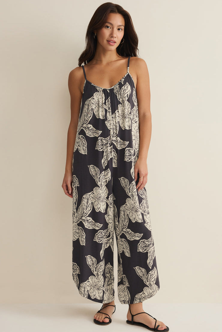 Z SUPPLY floral black spaghetti strap jumpsuit