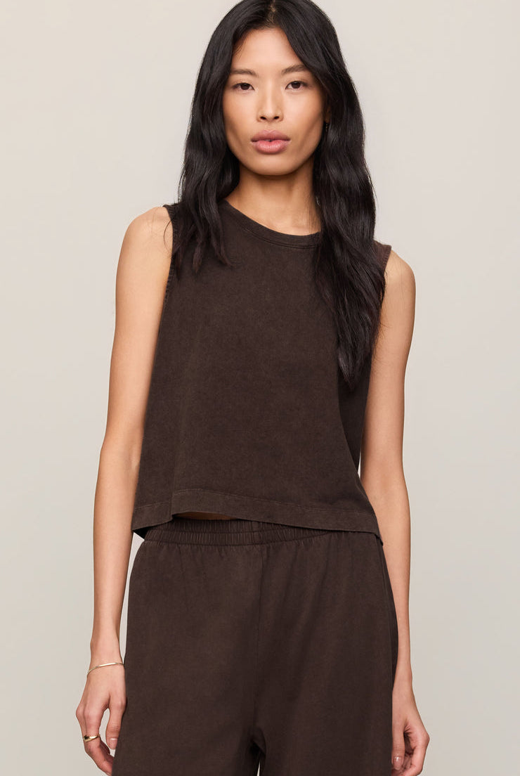 Z SUPPLY Sloane Jersey Muscle Tank - Dark Chocolate