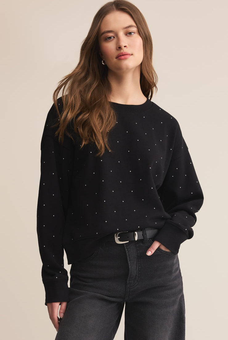 Women's embellished black sweatshirt