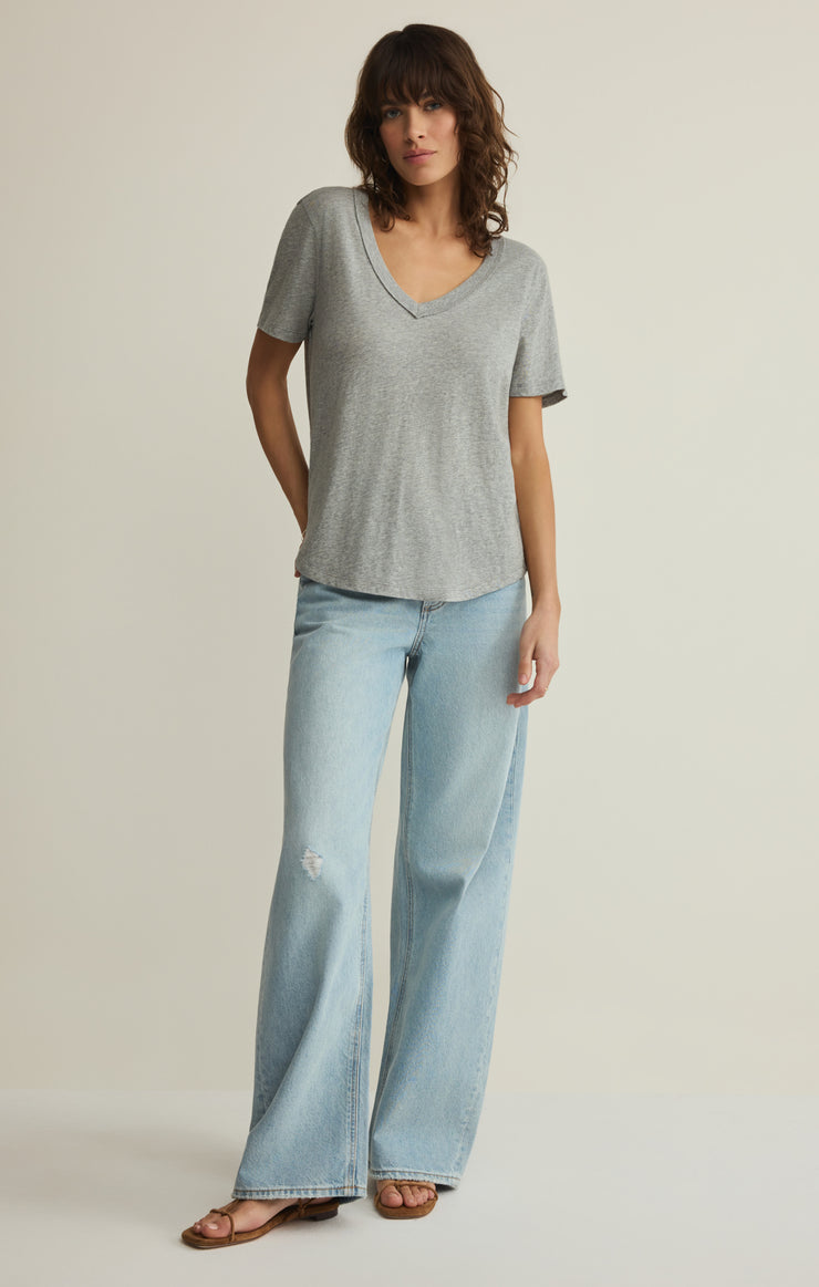 Short Sleeve V-Neck Grey Tee