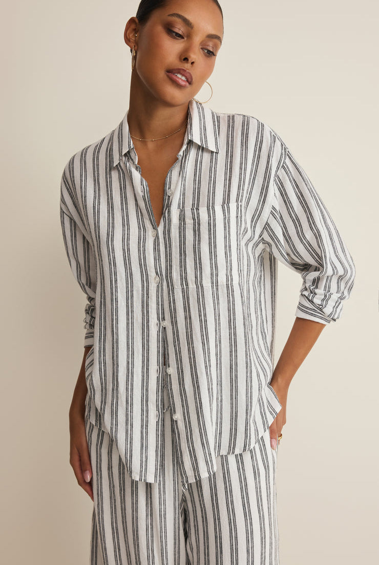 Z SUPPLY The Perfect Striped Button Up in White