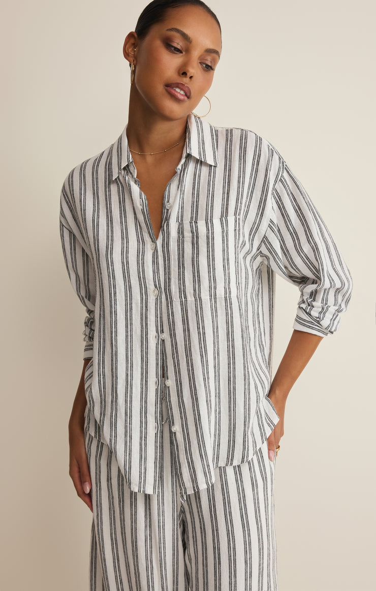 Z SUPPLY The Perfect Striped Button Up in White
