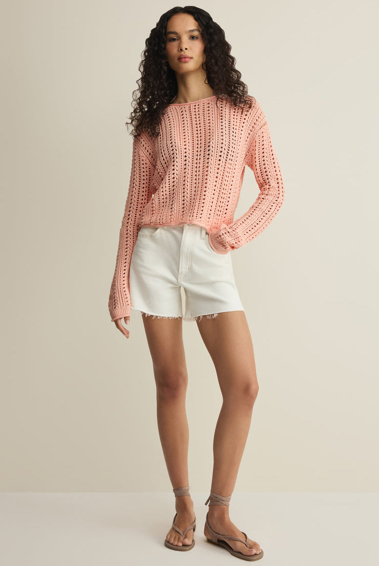Z SUPPLY Upland Crochet Sweater in Bellini